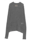 Plan C Crew-neck Raw-edge Knit In Gray