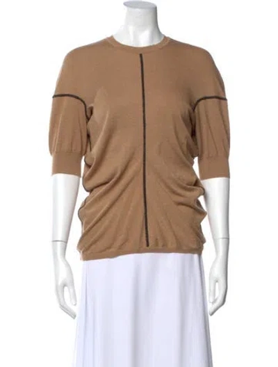 Pre-owned Plan C Crew Neck Short Sleeve Top In Brown