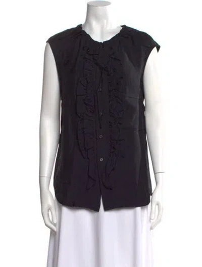 Pre-owned Plan C Crew Neck Sleeveless Blouse W/ Tags In Black
