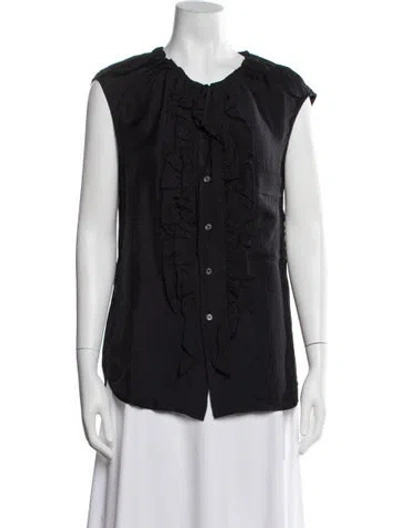 Pre-owned Plan C Crew Neck Sleeveless Blouse W/ Tags In Black