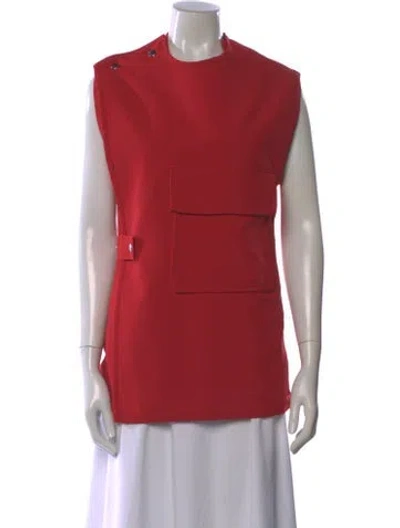 Pre-owned Plan C Crew Neck Sleeveless Top In Red