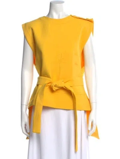 Pre-owned Plan C Crew Neck Sleeveless Top In Yellow