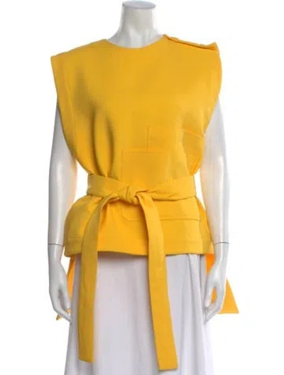 Pre-owned Plan C Crew Neck Sleeveless Top In Yellow