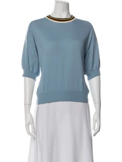 Pre-owned Plan C Crew Neck Three-quarter Sleeve Top In Blue