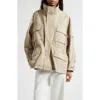 Plan C Crinkle Twill Utility Jacket In Neutral