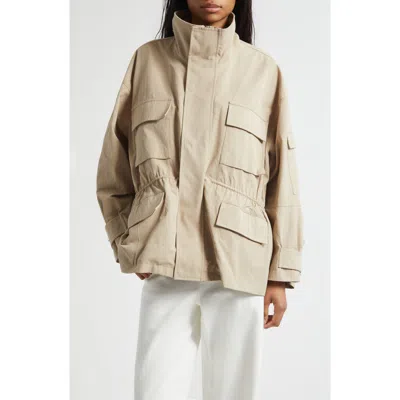 Plan C Crinkle Twill Utility Jacket In Sand