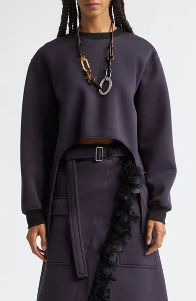 Plan C Cropped High-low Sweater In Blue