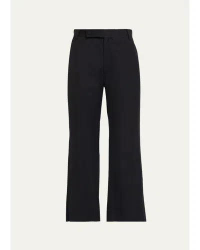 Plan C Cropped Straight-leg Trousers In Black
