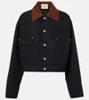 Plan C Cropped Twill Jacket In Black
