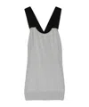 Plan C Crossover-straps Fine-knit Top In Gray