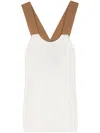 Plan C Crossover-straps Fine-knit Top In White