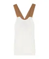 Plan C Crossover-straps Fine-knit Top In White