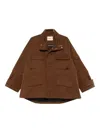Plan C Delave Twill Military Jacket In Brown