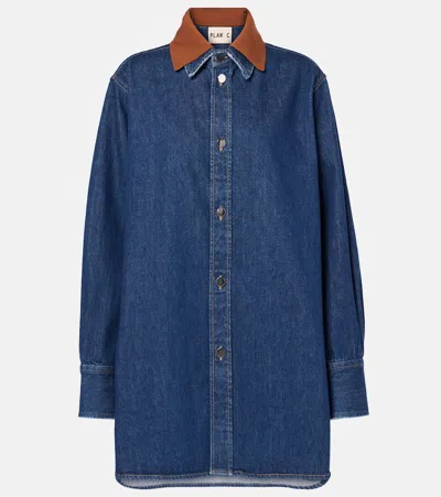 Plan C Long Sleeve Denim Shirt In Blue