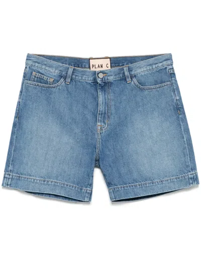 Plan C Denim Shorts In Blue