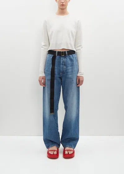Plan C High-rise Wide-leg Jeans In Indigo