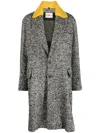 Plan C Detachable-collar Single-breasted Midi Coat In Black