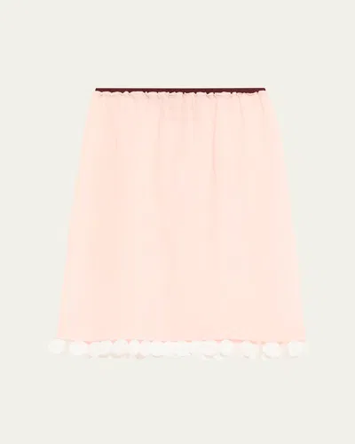 Plan C Dot Sequined Knee-length Slip Skirt In Pink