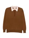 Plan C Double-collar Polo Sweater In Brown