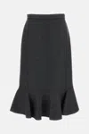 Plan C Double-wool Skirt With A Ruffled Hem. In Gray