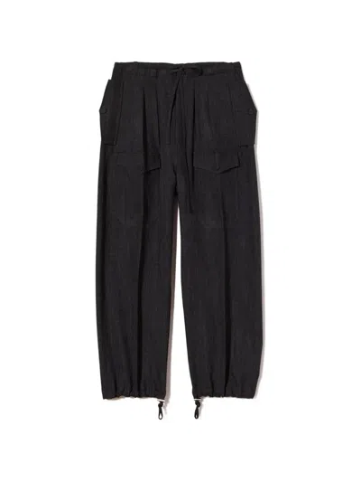 Plan C Drawstring Cargo Pants In Black