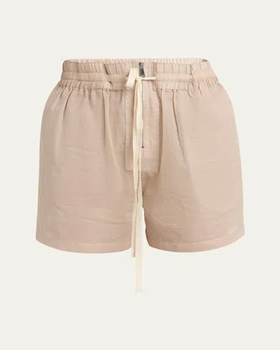 Plan C Drawstring Cotton Short Trousers In Tapioca