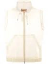 Plan C Drawstring-hood Zip-up Vest In White