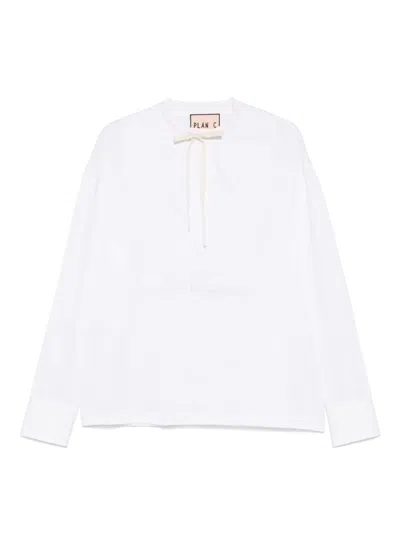 Plan C Drawstring-neck Top In 白色