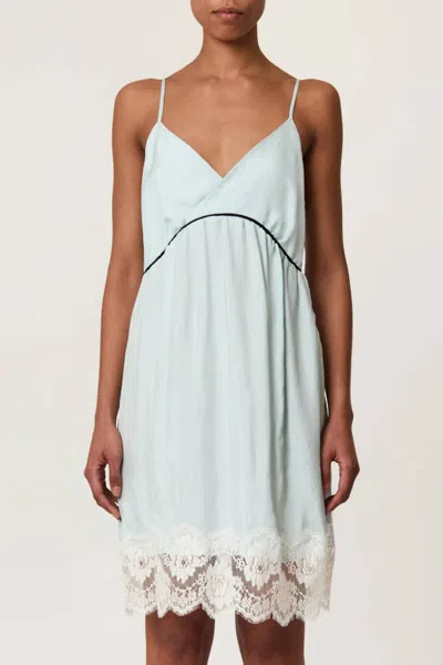 Plan C Dress Light Viscose Twill Lace In Morning Mist In Green