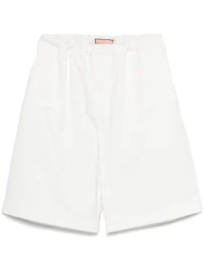 Plan C Elastic-waist Shorts In White