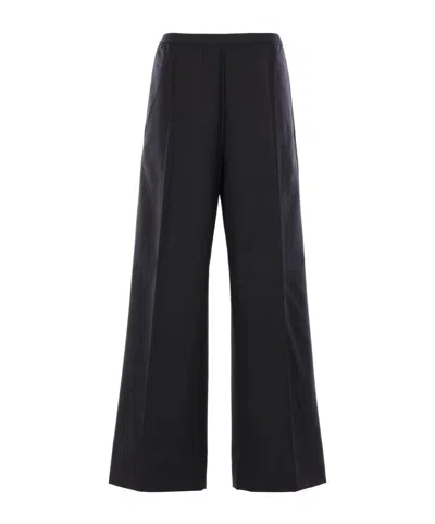 Plan C Elastic-waist Trousers In Black