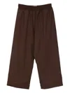 Plan C Elasticated-waist Cuffed Trousers In Brown
