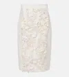 Plan C Embellished Cotton Drill Midi Skirt In Multi
