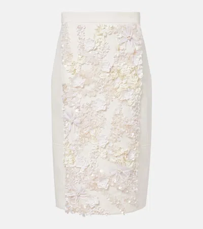 Plan C Embellished Cotton Drill Midi Skirt In Multi