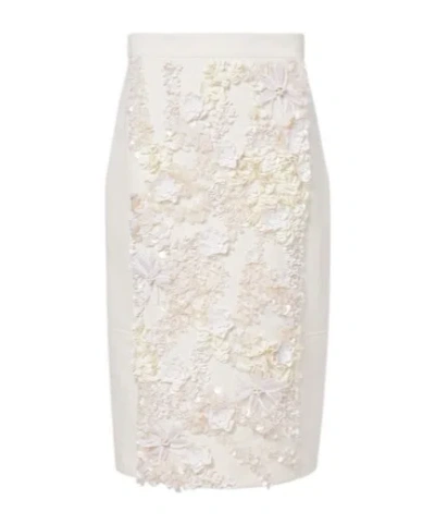 PLAN C EMBELLISHED COTTON DRILL MIDI SKIRT