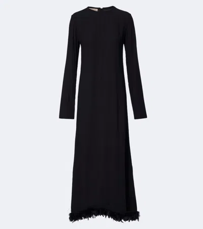 Plan C Feather-trimmed Gown In Black