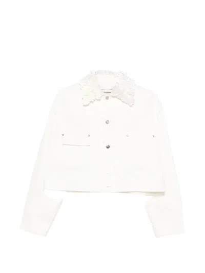 Plan C Floral Collar Jacket In White