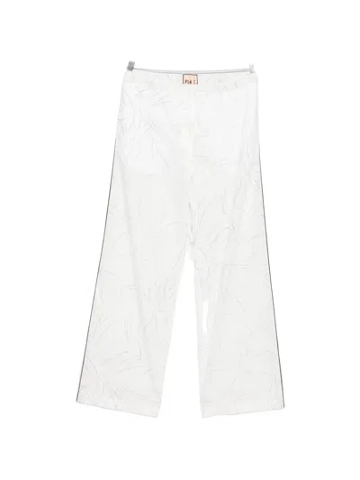 Plan C Floral Poplin Trousers In White