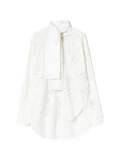 Plan C Floral-print Blouse In White