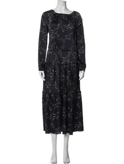 Pre-owned Plan C Floral Print Long Dress In Blue