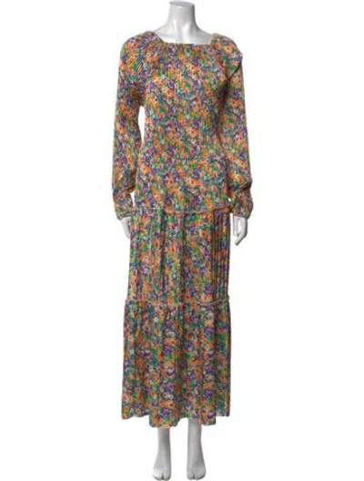 Pre-owned Plan C Floral Print Long Dress In Multi