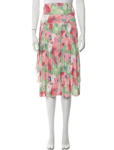 Pre-owned Plan C Floral Print Midi Length Skirt In Pink