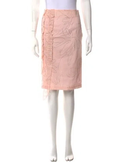 Pre-owned Plan C Floral Print Midi Length Skirt W/ Tags In Pink