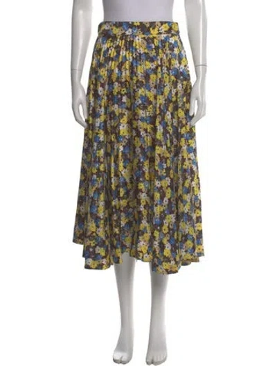 Pre-owned Plan C Floral Print Midi Length Skirt In Yellow