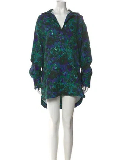 Pre-owned Plan C Floral Print Mini Dress In Green