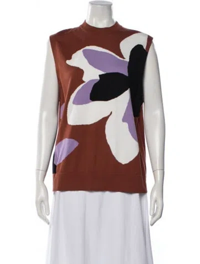 Pre-owned Plan C Floral Print Mock Neck Sweater W/ Tags In Orange