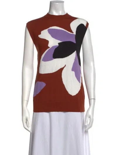 Pre-owned Plan C Floral Print Mock Neck Top W/ Tags In Orange