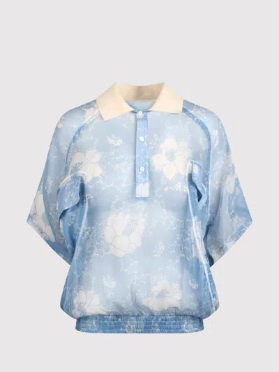 Plan C Floral Shirt In Blue