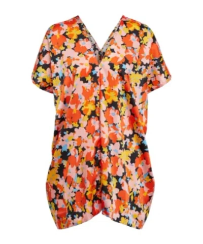 Plan C Floral Twill Top In Multi