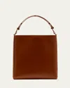 Plan C Folded Tote Bag In Vitello Leather In Brown